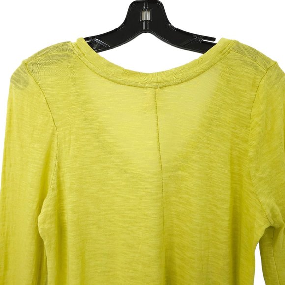 Free People We The Free T Shirt Womens M Yellow V Neck Distressed Long Sleeve - Picture 15 of 16